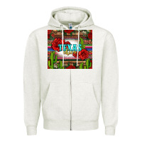 Oatmeal Heather texas chica with roses Zipper Hoodie - Jasminsmagicworld