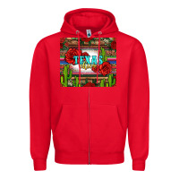 Red texas chica with roses Zipper Hoodie - Jasminsmagicworld