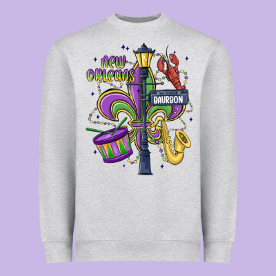 New Orleans Mardi Gras Streets Heavyweight Sweatshirt Designed By Maliassmallbusiness