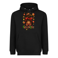 Black december girl christmas afro messy bun Heavyweight Hoodie - texasbilliewilder