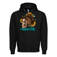 Black momlife skull with bandana Zipper Hoodie - Jasminsmagicworld
