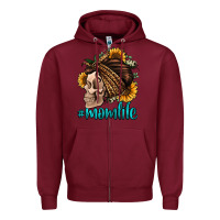 Burgundy momlife skull with bandana Zipper Hoodie - Jasminsmagicworld