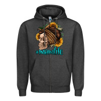 Charcoal Heather momlife skull with bandana Zipper Hoodie - Jasminsmagicworld