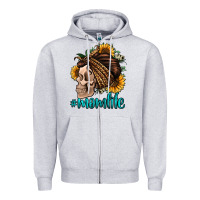 Heather Grey momlife skull with bandana Zipper Hoodie - Jasminsmagicworld