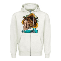 Oatmeal Heather momlife skull with bandana Zipper Hoodie - Jasminsmagicworld