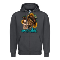 Smoke momlife skull with bandana Zipper Hoodie - Jasminsmagicworld