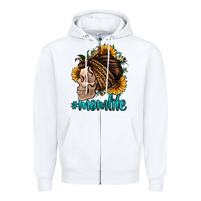 Momlife Skull With Bandana Zipper Hoodie by Jasminsmagicworld | Teevron