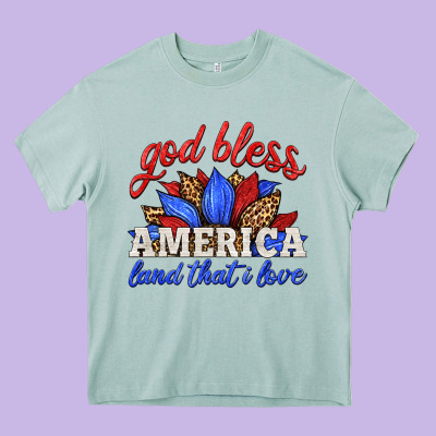 God Bless America Land That I Love Heavy Core Tee Designed By Hra Design Shop