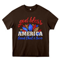 Chocolate Brown god bless america land that i love Heavy Core Tee - HRA Design Shop
