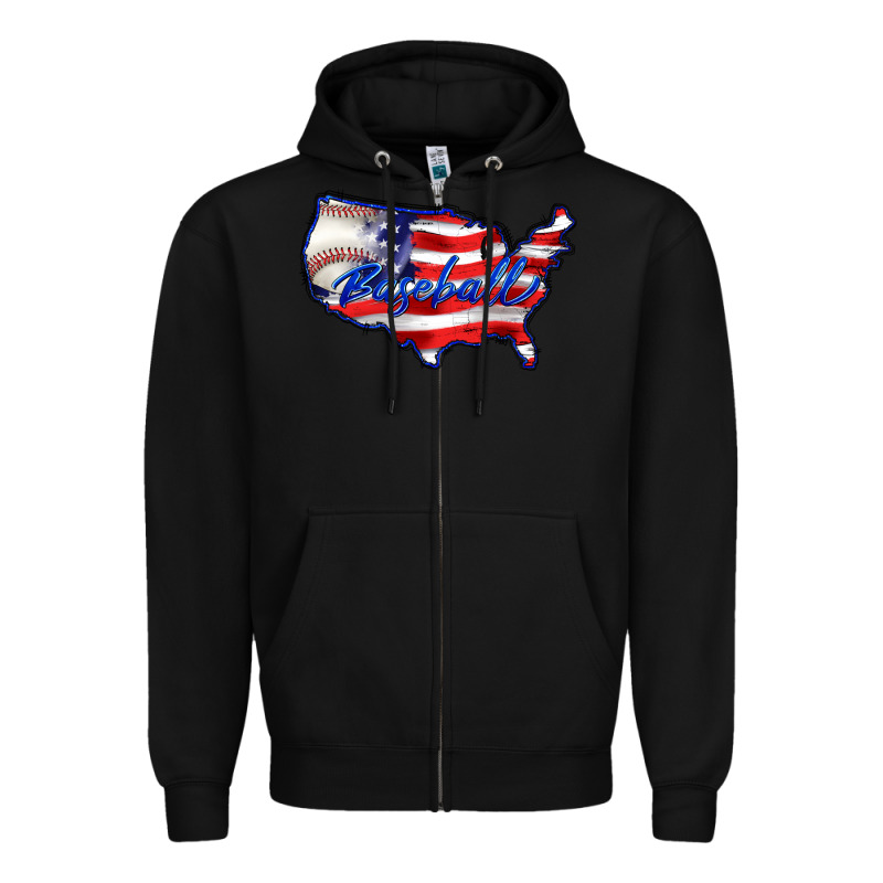 Usa Flag Baseball Zipper Hoodie by BarkalooDesign | Teevron