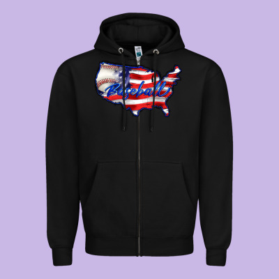 Usa Flag Baseball Zipper Hoodie Designed By Barkaloodesign