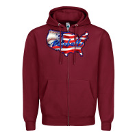 Burgundy usa flag baseball Zipper Hoodie - BarkalooDesign