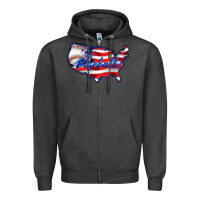 Charcoal Heather usa flag baseball Zipper Hoodie - BarkalooDesign