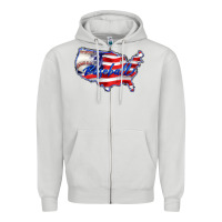 Dove Grey usa flag baseball Zipper Hoodie - BarkalooDesign