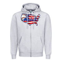 Heather Grey usa flag baseball Zipper Hoodie - BarkalooDesign