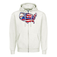 Oatmeal Heather usa flag baseball Zipper Hoodie - BarkalooDesign