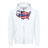 White usa flag baseball Zipper Hoodie - BarkalooDesign