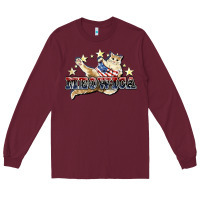 Burgundy meowica cat Long Sleeve Tee - NancyCooperArtShop