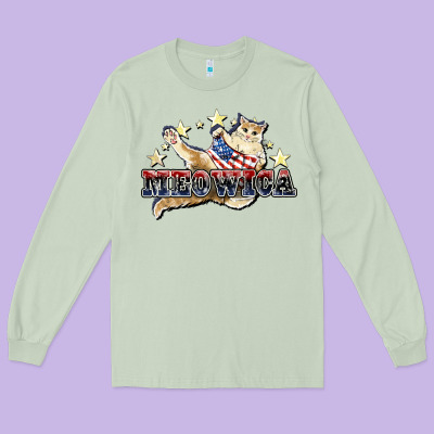 Meowica Cat Long Sleeve Tee Designed By Nancycooperartshop