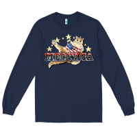 Navy meowica cat Long Sleeve Tee - NancyCooperArtShop
