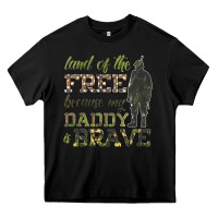 Black land of the free because my daddy is brave Heavy Core Tee - HRA Design Shop