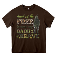 Chocolate Brown land of the free because my daddy is brave Heavy Core Tee - HRA Design Shop