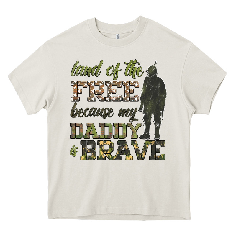 Land Of The Free Because My Daddy Is Brave Heavy Core Tee by HRA Design Shop | Teevron