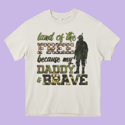 Land Of The Free Because My Daddy Is Brave Heavy Core Tee Designed By Hra Design Shop