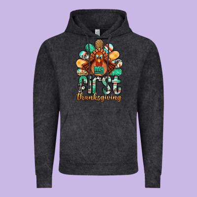 My First Thanksgiving Turkey Vintage Hoodie Designed By Jasminsmagicworld