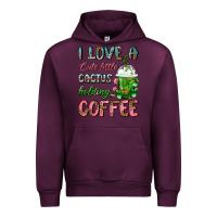 Mauve Wine I Love A Cute Little Cactus Holding Coffee Urban Hoodie - FaDigitalArtStudio