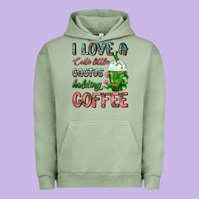 I Love A Cute Little Cactus Holding Coffee Urban Hoodie Designed By Fadigitalartstudio