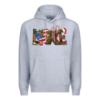 Heather Grey Army christmas love 4th Of July Premium Hoodie - HowdyJamesFarm