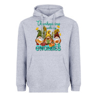Heather Grey Thanksgiving With My Gnomes Heavyweight Hoodie - NancyCooperArtShop