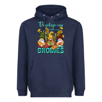 Navy Thanksgiving With My Gnomes Heavyweight Hoodie - NancyCooperArtShop