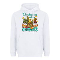 White Thanksgiving With My Gnomes Heavyweight Hoodie - NancyCooperArtShop