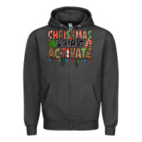 Charcoal Heather christmas spirit activate Zipper Hoodie - Jasminsmagicworld