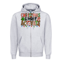 Heather Grey christmas spirit activate Zipper Hoodie - Jasminsmagicworld