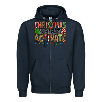Navy christmas spirit activate Zipper Hoodie - Jasminsmagicworld
