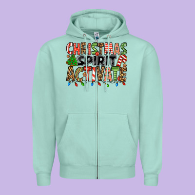 Christmas Spirit Activate Zipper Hoodie Designed By Jasminsmagicworld