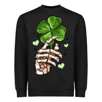 Black skeleton hand with shamrock st patrick s day Heavyweight Sweatshirt - MaliasSmallBusiness