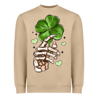 Mushroom skeleton hand with shamrock st patrick s day Heavyweight Sweatshirt - MaliasSmallBusiness