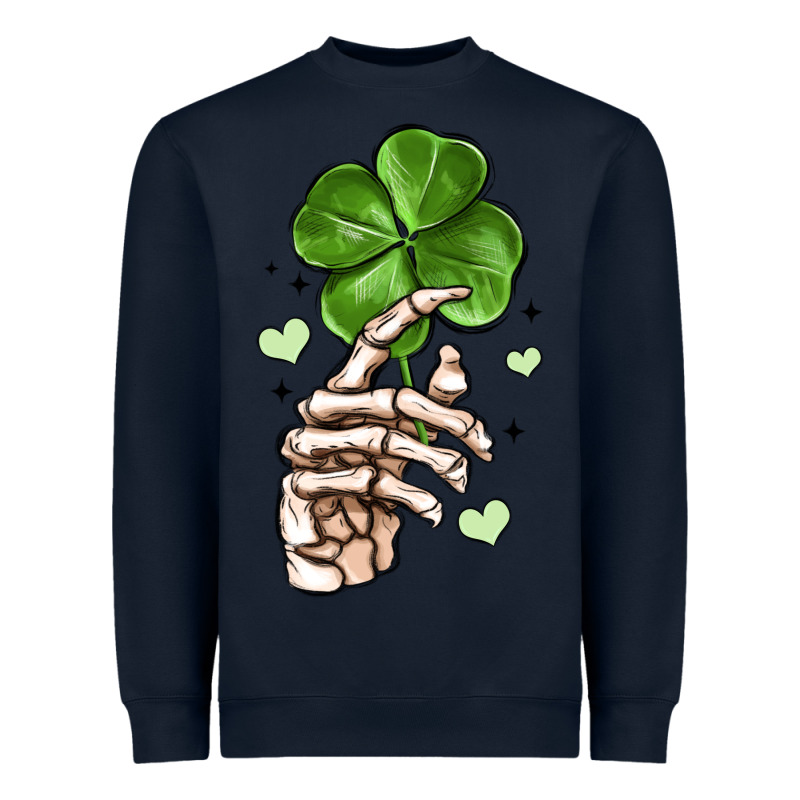 Skeleton Hand With Shamrock St Patrick S Day Heavyweight Sweatshirt by MaliasSmallBusiness | Teevron