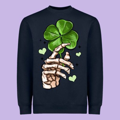 Skeleton Hand With Shamrock St Patrick S Day Heavyweight Sweatshirt Designed By Maliassmallbusiness