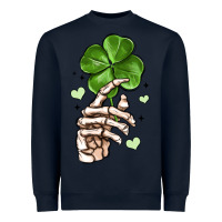 Navy skeleton hand with shamrock st patrick s day Heavyweight Sweatshirt - MaliasSmallBusiness