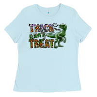 Baby Blue Trick RAWR Treat Ladies Tee - CowhideDigitalArt