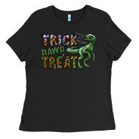 Black Trick RAWR Treat Ladies Tee - CowhideDigitalArt