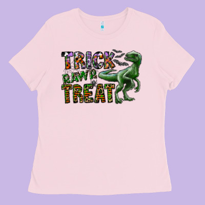 Trick Rawr Treat Ladies Tee Designed By Cowhidedigitalart