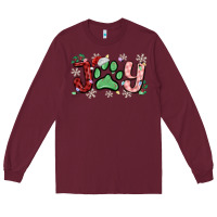 Burgundy joy with dog paw Long Sleeve Tee - MaliasSmallBusiness
