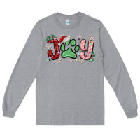 Heather Grey joy with dog paw Long Sleeve Tee - MaliasSmallBusiness