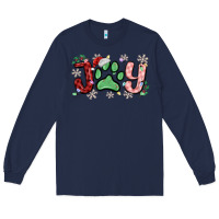 Navy joy with dog paw Long Sleeve Tee - MaliasSmallBusiness